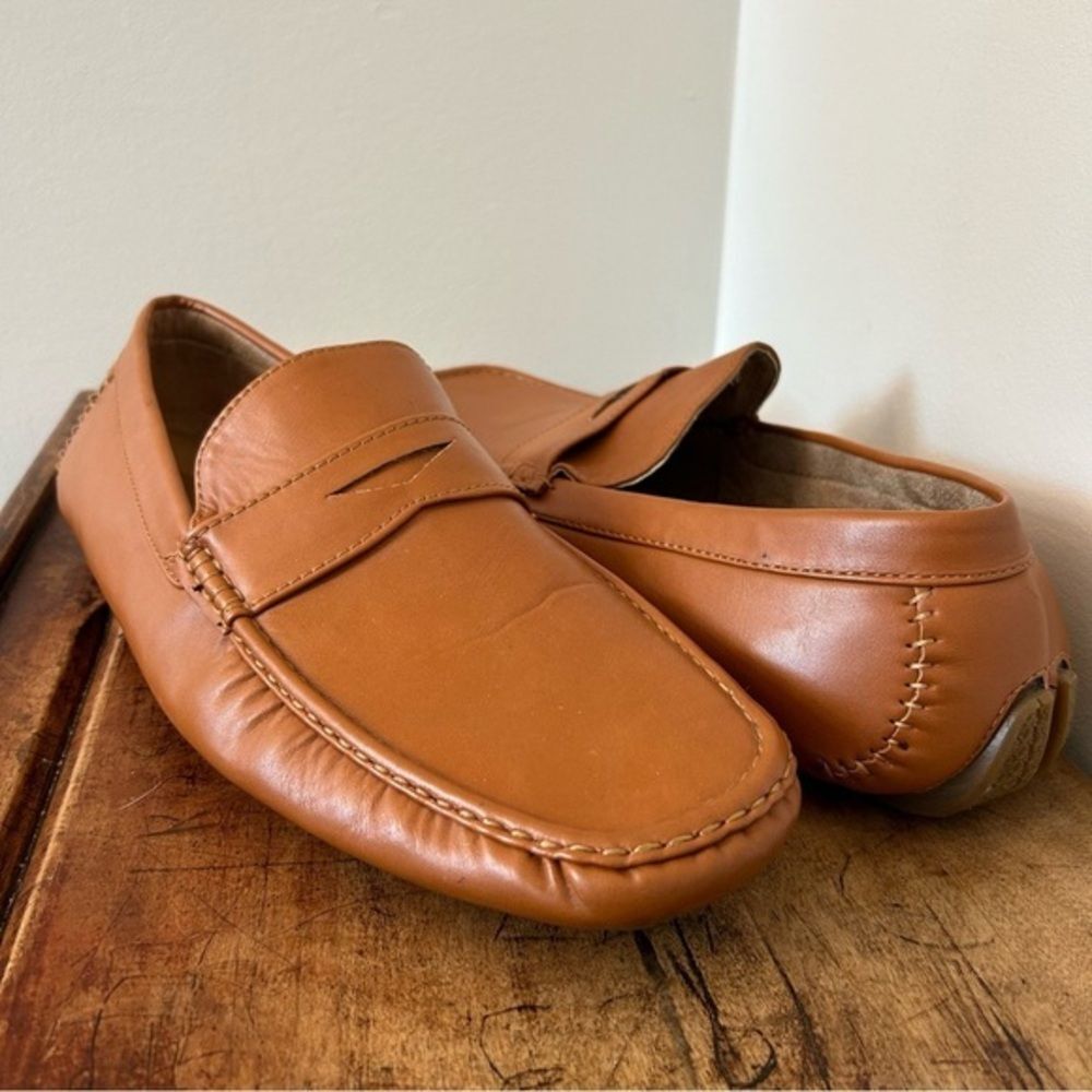 Vostey Men's 15 Tan Light Brown Penny Loafer Shoes Professional Business Classic